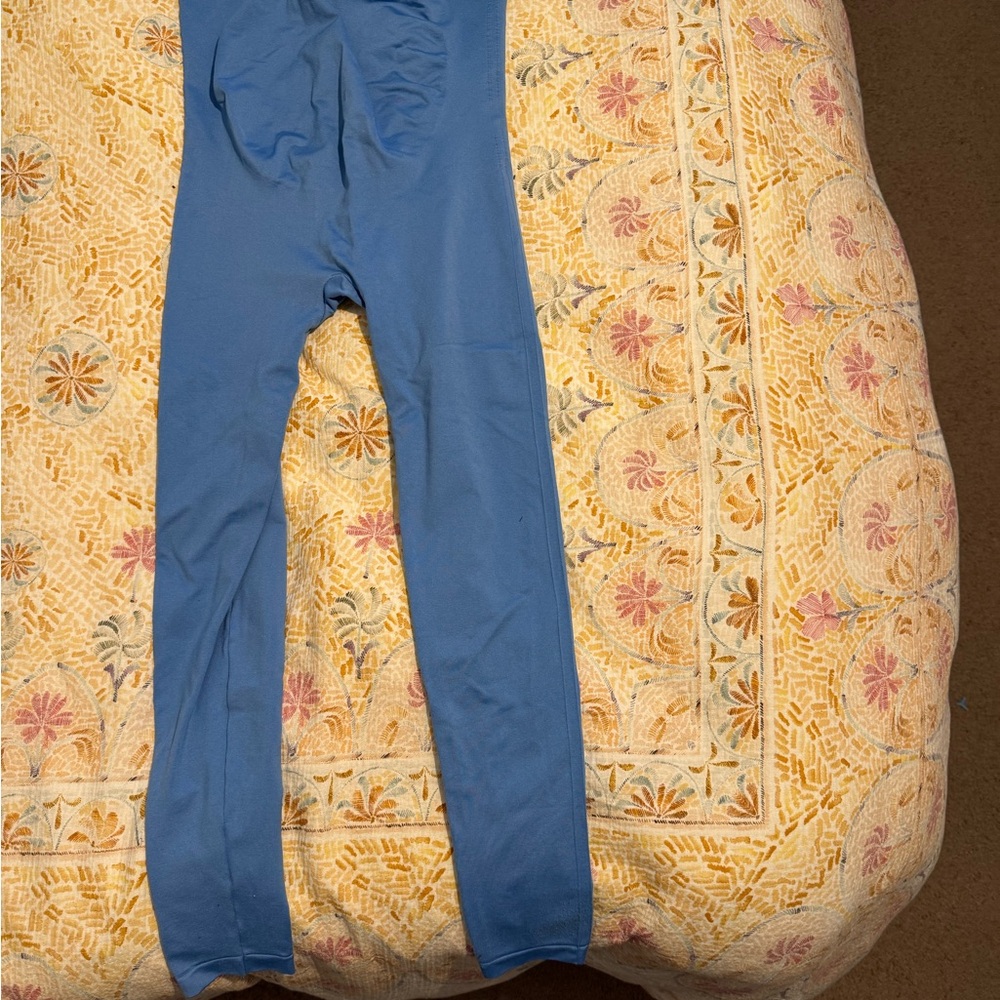 Blue maternity Leggings with bump support